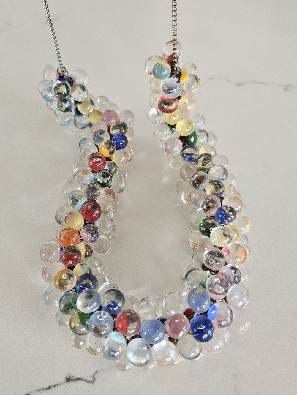 Vintage MCM Murano Art Glass Color Shifting Pools Light Statement Necklace 24" - Picture 3 of 11